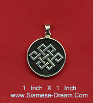 Tibetan Eternal Knot Necklace Pendant in Silver