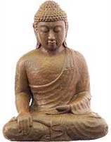 Photo of Buddha Statue making the Bhumisparsha Mudra with the right hand.