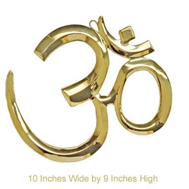 Brass Om Symbol Wall Hanging, 10 Inches