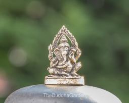 Tiny Brass Sitting Ganesh Statue, 1 Inch Tall