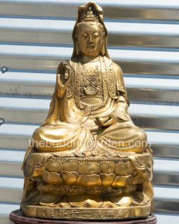 Large Sitting Kuan Yin, Pure Copper