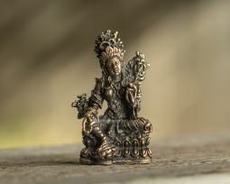 Brass Green Tara Statue, 1.5 Inches Tall