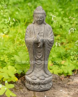 Lava Stone Buddha Statue from Bali, Dharmachakra Mudra