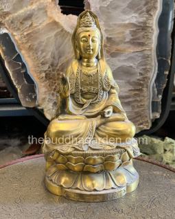 Sitting Kuan Yin Statue, Pure Copper