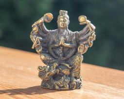 Kuan Yin Sitting on a Dragon Statue, Thousand Hands Pose
