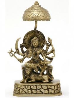 Goddess Durga Sitting on Her Throne