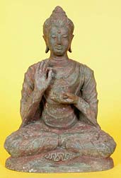 Photo of Buddha Statue displaying th eDharmachakra Mudra