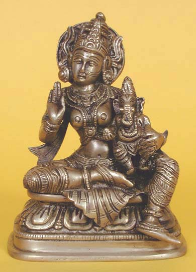 Parvati With Baby Ganesh Statue from India