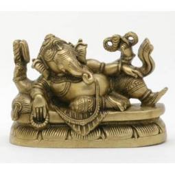 Reclining Ganesha Statue in Brass
