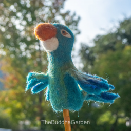 Green Parrot Felt Finger Puppet