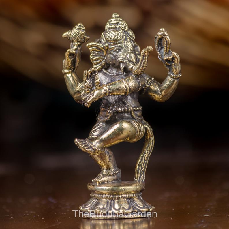 Brass Dancing Ganesha Set 6 Inch Lord Ganesha Statue 