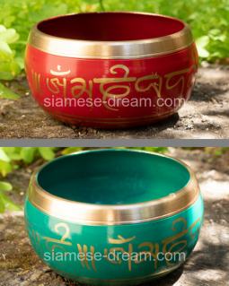 Chakra Singing Bowls With Om Symbol and Wood Stick